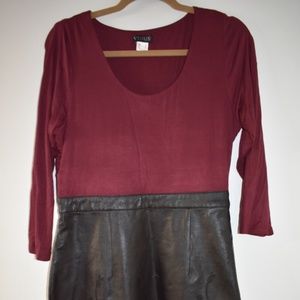 FAUX LEATHER DETAILED DRESS